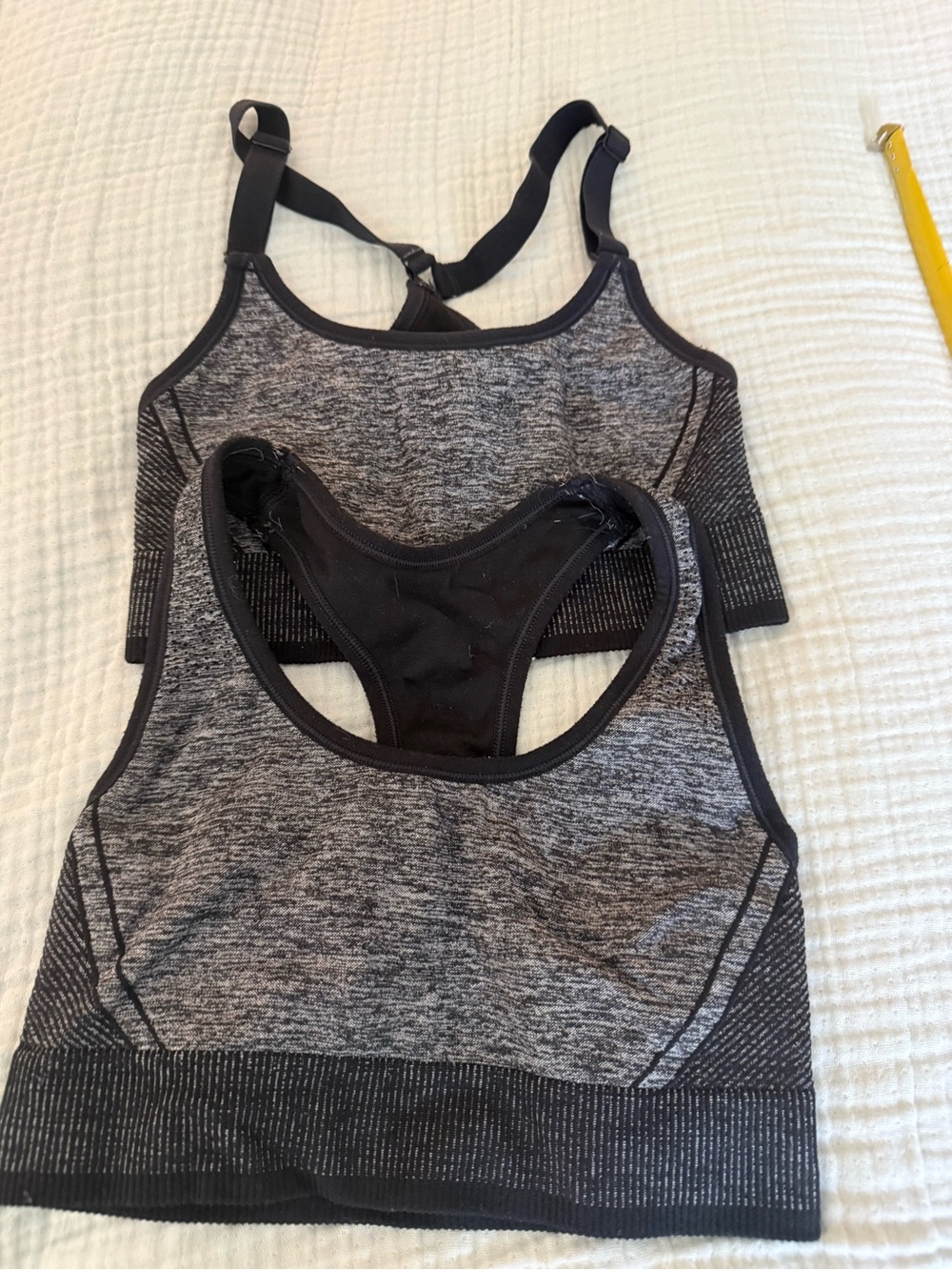 Old Navy Seamless Grey-Black Racerback Sports Bras- Bundle of 2